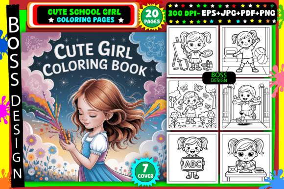 Download Cute School Girl Coloring Pages for Kids - Premium Resources