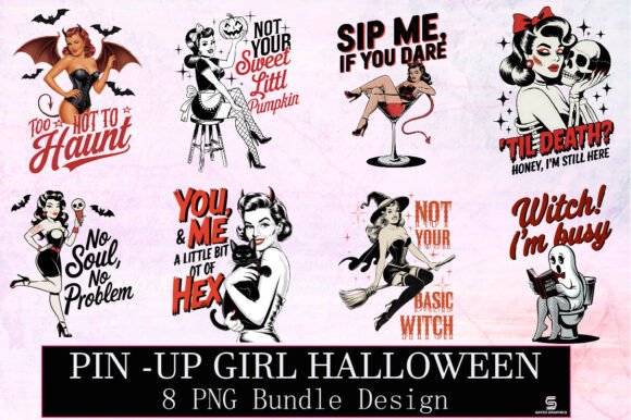 Download Halloween Pin-up Girl PNG Bundle Design - Design Collection