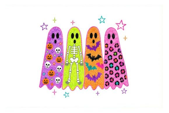 Download Colorful Halloween Ghosts Clipart Bundle - Halloween Collection