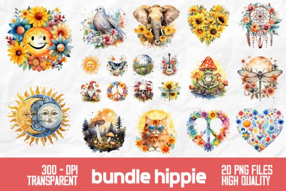 Download Hippie Wild Flowers Bundle Design - Design Collection