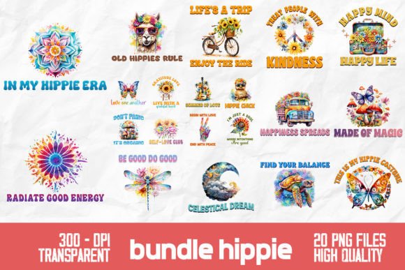 Download Hippie Tie Dye Retro Bundle Design - Design Collection