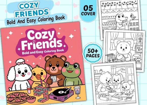 Download Cozy Friends Bold and Easy Coloring Book - Cozy friends bold and easy Collection