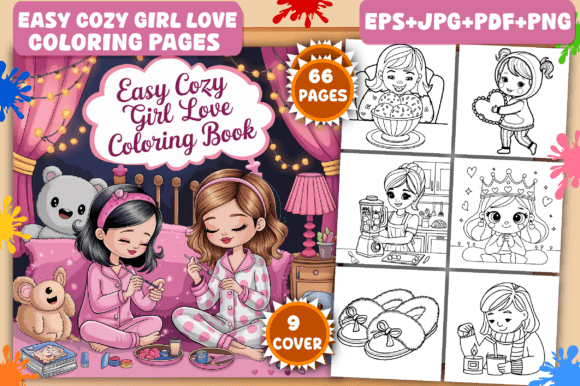 Download Easy Cozy Girl Love Coloring Pages - Premium Bundle