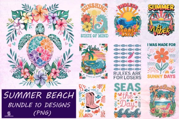 Download Summer Beach Flowers PNG Bundle Design - Design Collection