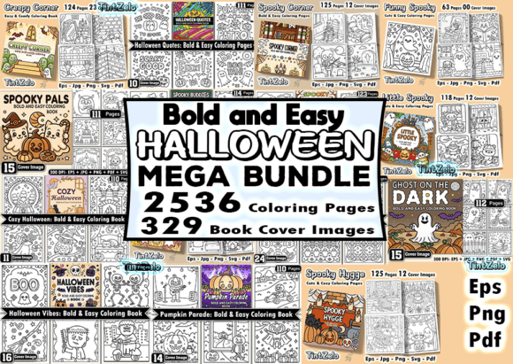 Download 2536 Halloween Mega Coloring Page Bundle - Halloween Collection