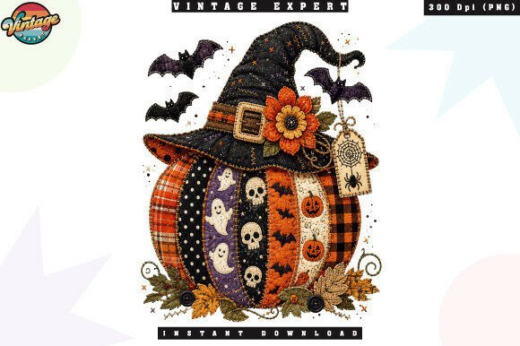 Download Spooky Patchwork Pumpkin Halloween PNG - Premium Bundle