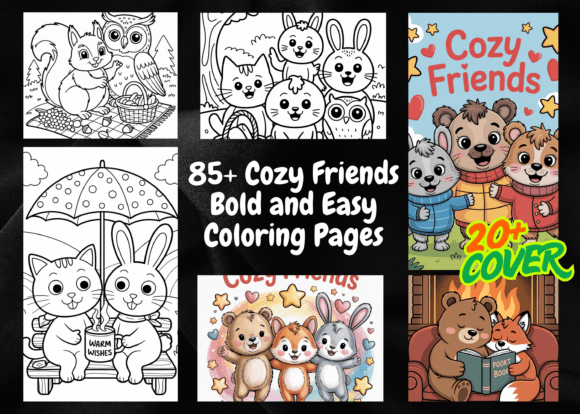 Download Cozy Friends Bold and Easy Coloring Book - Cozy friends bold and easy Collection